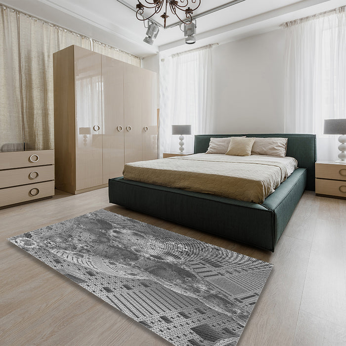 Patterned Gray Rug in a Bedroom, pat1366gry
