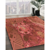 Patterned Bright Orange Rug, pat1366org