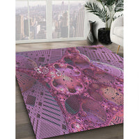 Patterned Dark Raspberry Purple Novelty Rug, pat1366