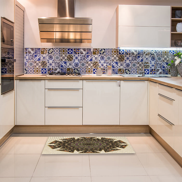 Patterned Bakers Brown Rug in a Kitchen, pat1367brn