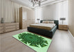 Patterned Deep Emerald Green Rug in a Bedroom, pat1367grn