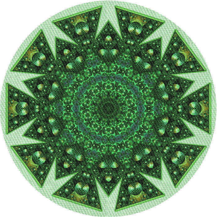 Square Patterned Deep Emerald Green Rug, pat1367grn