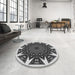 Round Patterned Silver Gray Rug in a Office, pat1367gry