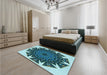 Patterned Medium Teal Green Rug in a Bedroom, pat1367lblu