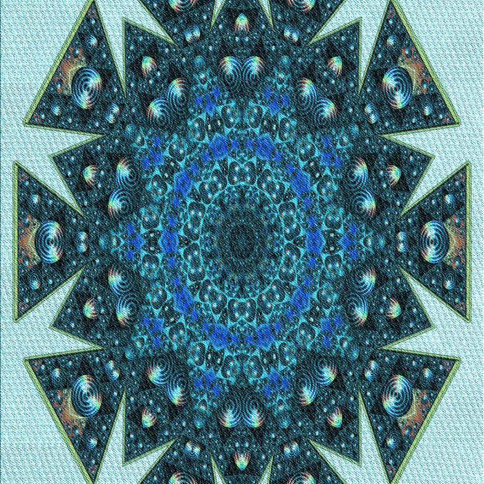 Patterned Medium Teal Green Rug, pat1367lblu