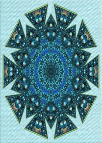 Machine Washable Transitional Medium Teal Green Rug, wshpat1367lblu