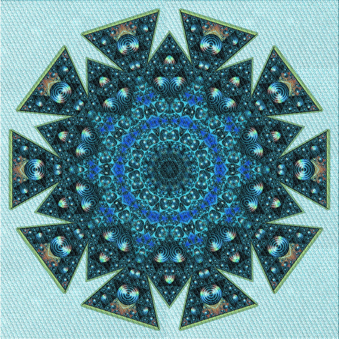 Round Patterned Medium Teal Green Rug, pat1367lblu