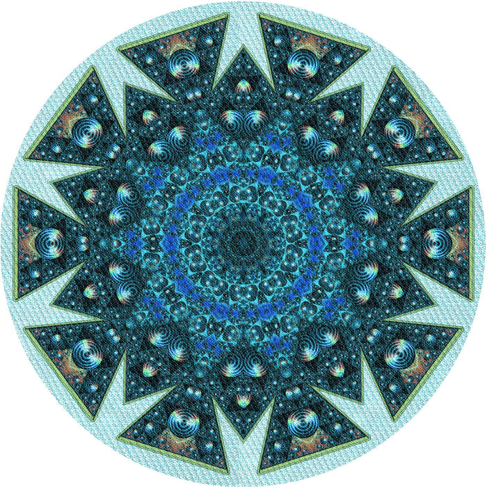Square Patterned Medium Teal Green Rug, pat1367lblu