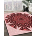 Patterned Pastel Pink Rug in Family Room, pat1367rd