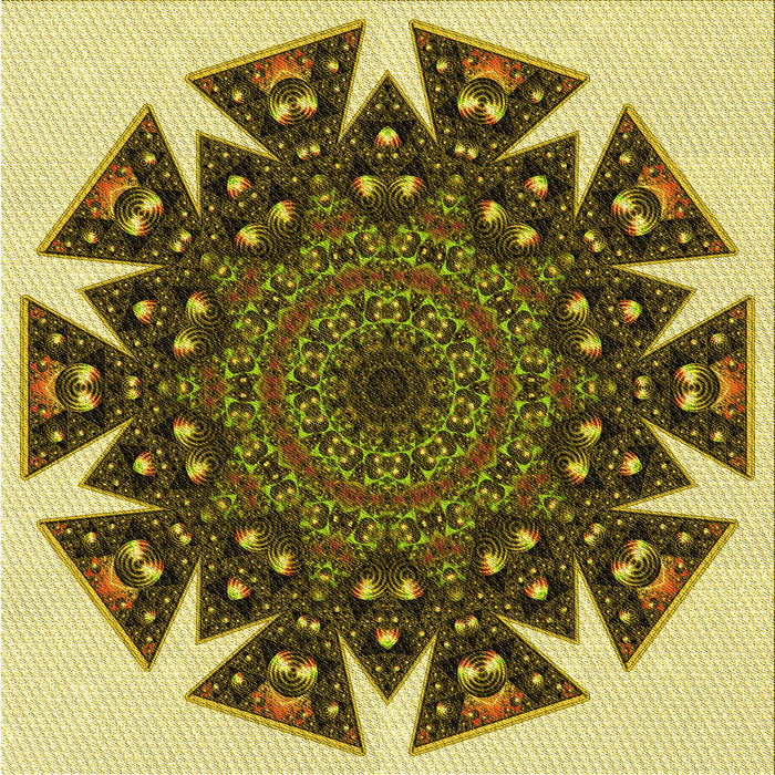 Round Patterned Chrome Gold Yellow Rug, pat1367yw