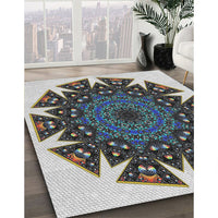 Patterned Platinum Silver Gray Novelty Rug, pat1367