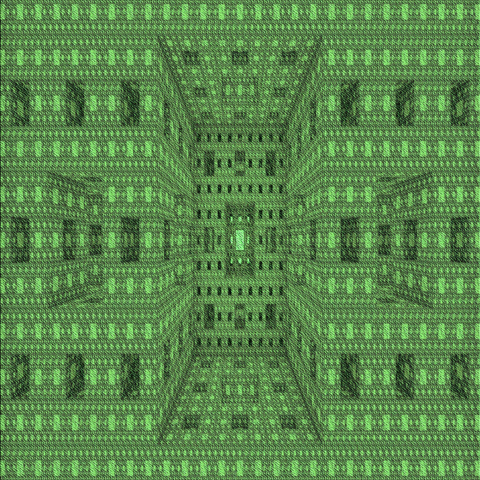 Machine Washable Transitional Green Rug, wshpat1368grn