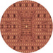 Square Patterned Bright Orange Rug, pat1368org