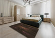 Patterned Midnight Gray Rug in a Bedroom, pat1369brn