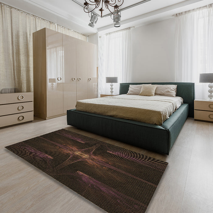 Patterned Midnight Gray Rug in a Bedroom, pat1369brn