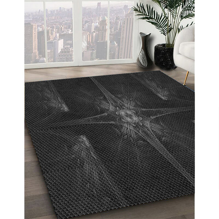 Machine Washable Transitional Midnight Gray Rug in a Family Room, wshpat1369gry