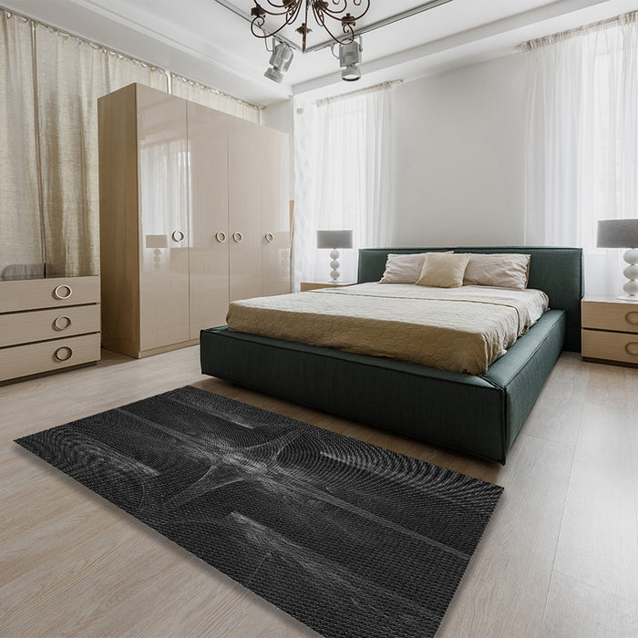 Patterned Midnight Gray Rug in a Bedroom, pat1369gry