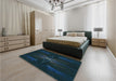 Patterned Blue Rug in a Bedroom, pat1369lblu