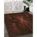 Patterned Red Brown Rug in Family Room, pat1369org