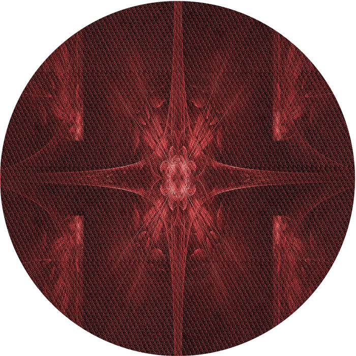 Square Patterned Saffron Red Rug, pat1369rd