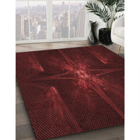 Patterned Saffron Red Rug, pat1369rd