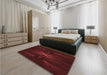 Patterned Saffron Red Rug in a Bedroom, pat1369rd