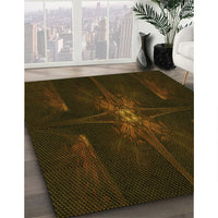 Patterned Dark Bronze Brown Rug, pat1369yw