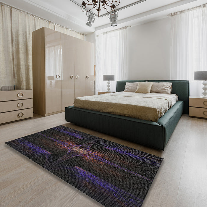 Patterned Black Novelty Rug in a Bedroom, pat1369