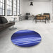 Round Patterned Light Slate Blue Rug in a Office, pat137blu