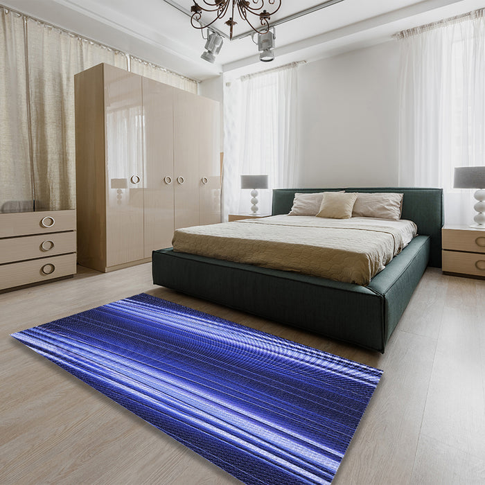 Patterned Light Slate Blue Rug in a Bedroom, pat137blu