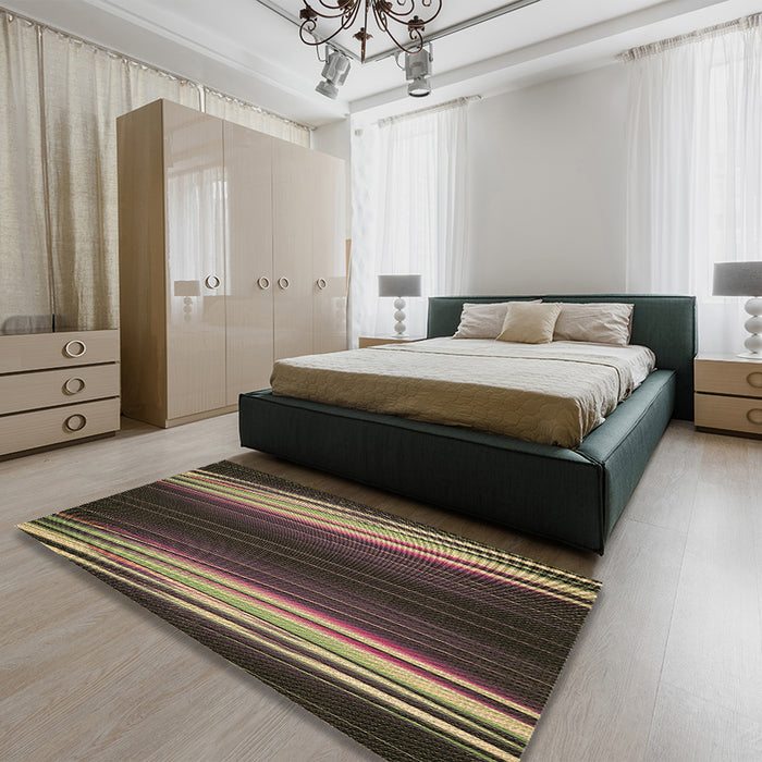 Patterned Burgundy Brown Rug in a Bedroom, pat137brn