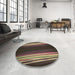 Round Patterned Burgundy Brown Rug in a Office, pat137brn