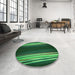 Round Patterned Dark Forest Green Rug in a Office, pat137grn