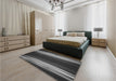 Patterned Charcoal Black Rug in a Bedroom, pat137gry