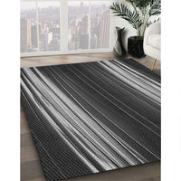 Patterned Charcoal Black Rug, pat137gry