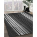 Patterned Charcoal Black Rug in Family Room, pat137gry