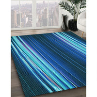 Patterned Deep Sky Blue Rug, pat137lblu