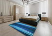 Patterned Deep Sky Blue Rug in a Bedroom, pat137lblu