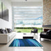 Square Patterned Deep Sky Blue Rug in a Living Room, pat137lblu