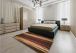 Patterned Vermilion Red Rug in a Bedroom, pat137org