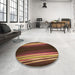 Round Patterned Vermilion Red Rug in a Office, pat137org