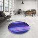 Round Patterned Medium Slate Blue Rug in a Office, pat137pur