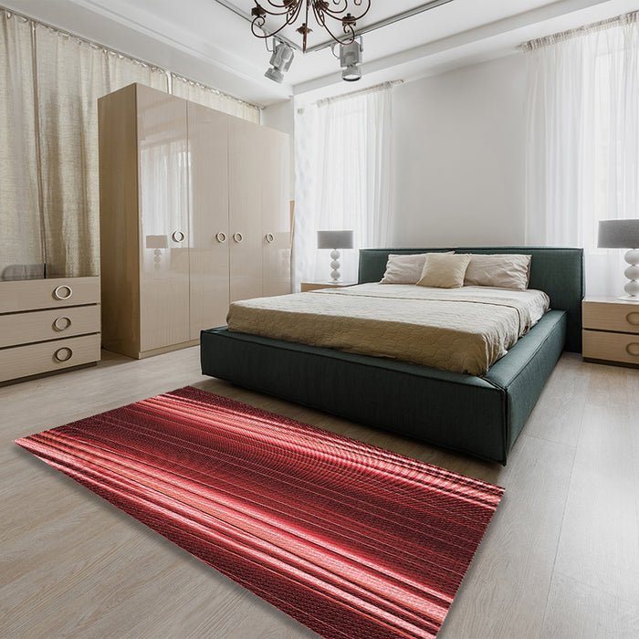 Patterned Red Rug in a Bedroom, pat137rd