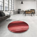 Round Patterned Red Rug in a Office, pat137rd