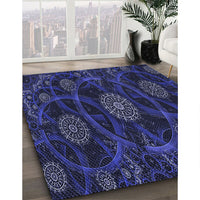 Patterned Night Blue Rug, pat1370blu