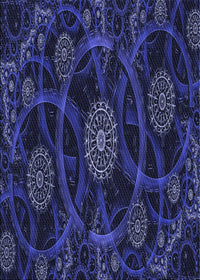 Machine Washable Transitional Night Blue Rug, wshpat1370blu