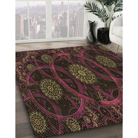 Patterned Chocolate Brown Rug, pat1370brn