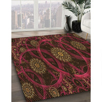 Patterned Saddle Brown Rug, pat1370org