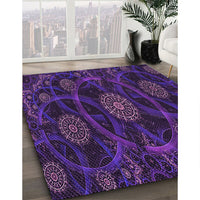 Patterned Midnight Blue Rug, pat1370pur