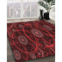 Patterned Maroon Red Rug, pat1370rd